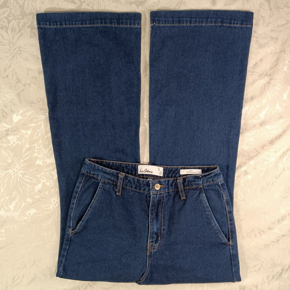 Sam Edelman Jeans Womens 29 Dark Blue Highrise Bay Flare Trouser Jean